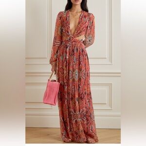 HANNAH ARTWEAR Rio Open-back Cutout Floral-print Georgette Maxi Dress Size XS/0